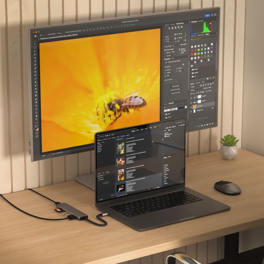 Satechi USB-C 7-in-1 Slim Multiport Adapter mit Ethernet und SD Kartenleser