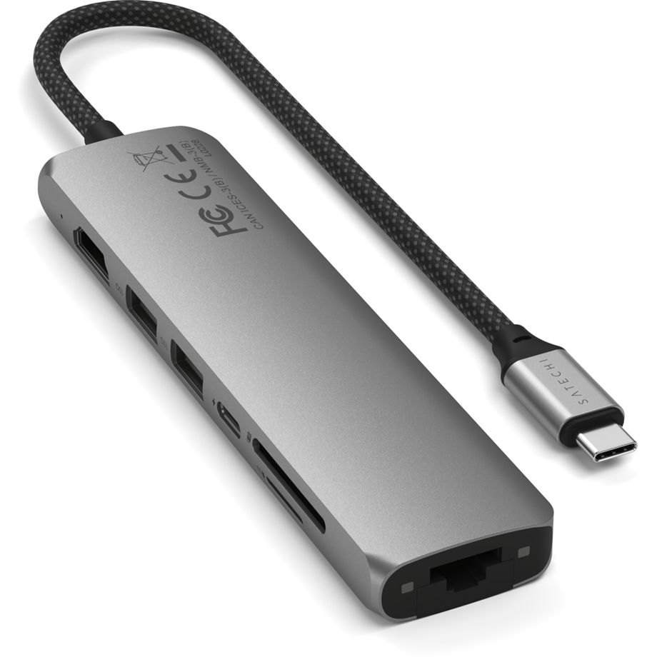 Satechi USB-C 7-in-1 Slim Multiport Adapter mit Ethernet und SD Kartenleser