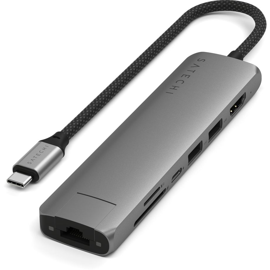 Satechi USB-C 7-in-1 Slim Multiport Adapter mit Ethernet und SD Kartenleser