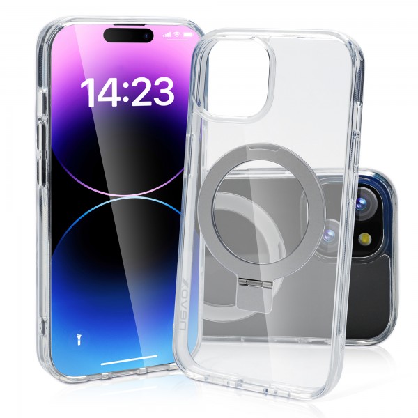 Nevox StyleShell SHOCKFlex mit Standfunktion - MagSafe-kompatibel - iPhone 15 Serie - transparent