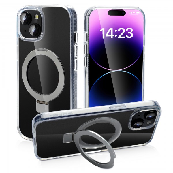 Nevox StyleShell SHOCKFlex mit Standfunktion - MagSafe-kompatibel - iPhone 15 Serie - transparent