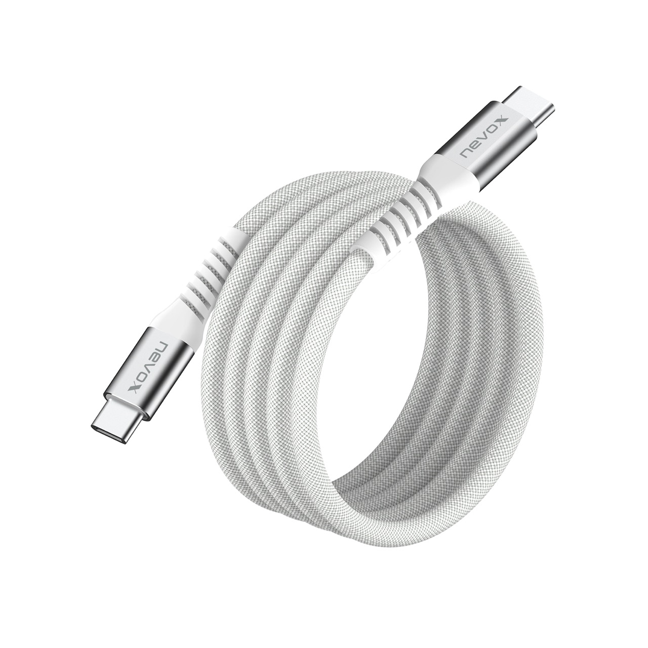 Nevox USB-C Kabel - geflochten & magnetisch aufrollbar