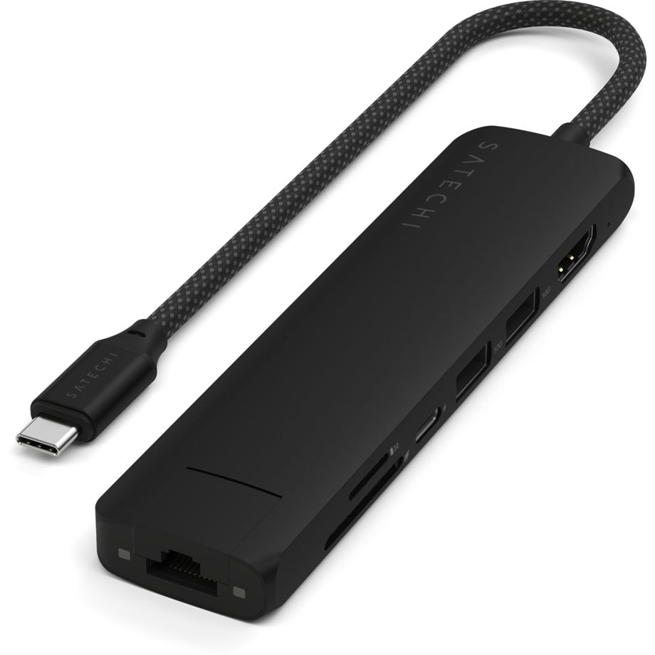 Satechi USB-C 7-in-1 Slim Multiport Adapter mit Ethernet und SD Kartenleser